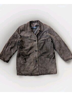 Women’s Vintage 90s Leather Unlimited Brown Suede Leather Jacket Coat XL